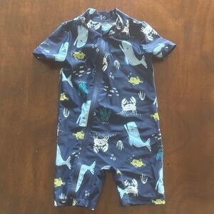 CARTERS EUC BOYS BLUE NAVY KIDS SWIMWEAR SWIM SUIT SUMMER VACATION SIZE 18 MTHS